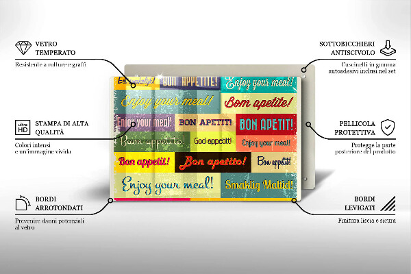 Kuchynská doska zo skla Titulky Jazyky dobrej chuti