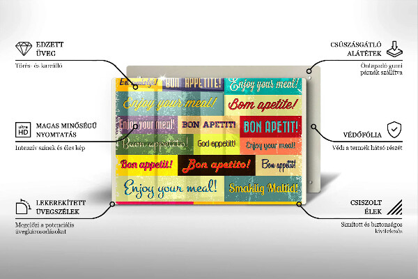 Kuchynská doska zo skla Titulky Jazyky dobrej chuti