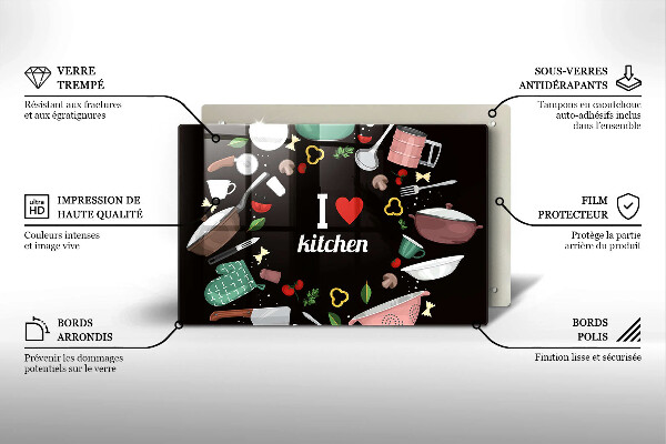 Kuchynská doska zo skla Ilustrácia Milujem kuchyňu