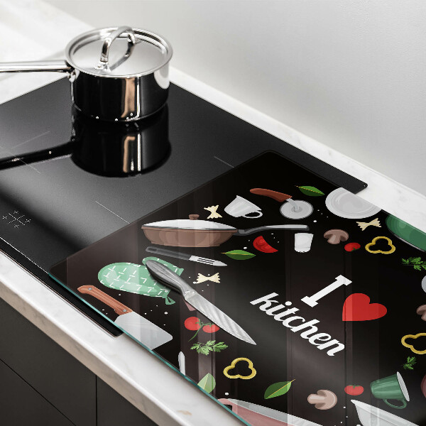 Kuchynská doska zo skla Ilustrácia Milujem kuchyňu