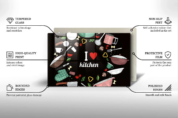 Kuchynská doska zo skla Ilustrácia Milujem kuchyňu