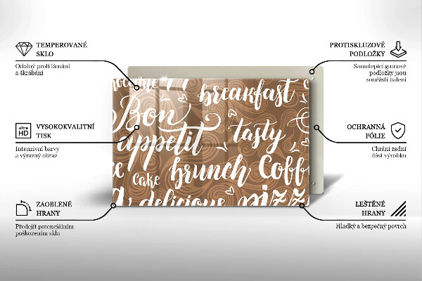 Kuchynská doska zo skla Bon appetit titulky