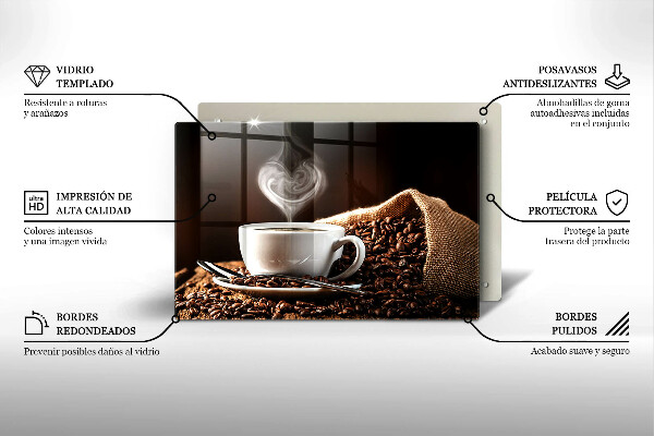 Kuchynská doska zo skla Káva a šálka