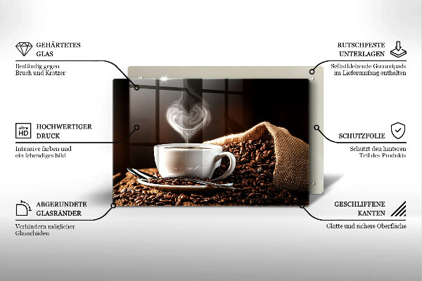 Kuchynská doska zo skla Káva a šálka