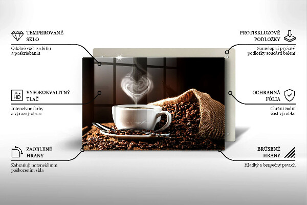 Kuchynská doska zo skla Káva a šálka