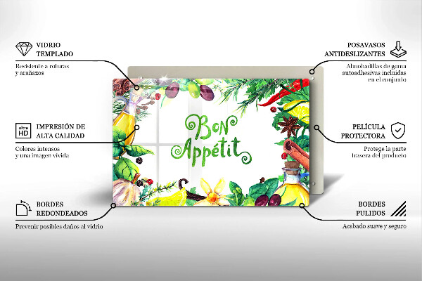 Kuchynská doska zo skla Nápis Bon Appetit