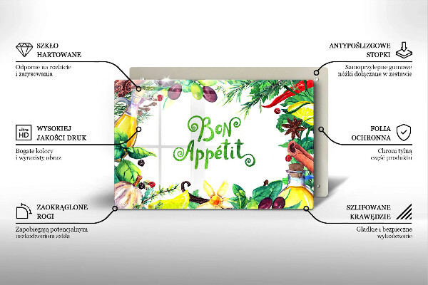 Kuchynská doska zo skla Nápis Bon Appetit