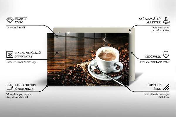 Kuchynská doska zo skla Šálka a kávové zrná