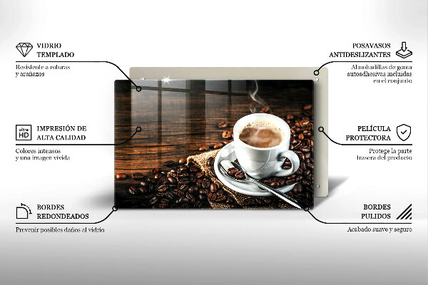 Kuchynská doska zo skla Šálka a kávové zrná