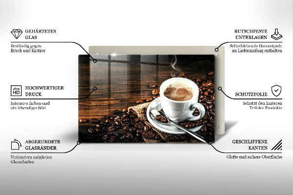 Kuchynská doska zo skla Šálka a kávové zrná