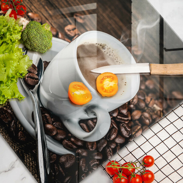 Kuchynská doska zo skla Šálka a kávové zrná