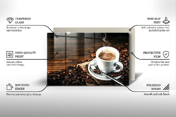 Kuchynská doska zo skla Šálka a kávové zrná