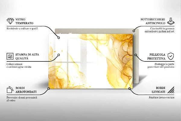 Kuchynská doska zo skla Zlatá abstrakcia