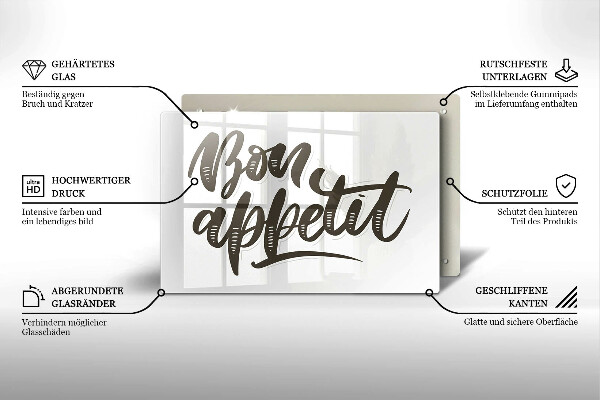 Kuchynská doska zo skla Nápis Bon Appetit