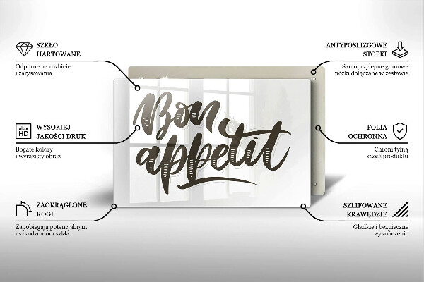 Kuchynská doska zo skla Nápis Bon Appetit