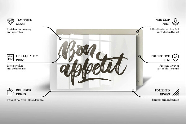 Kuchynská doska zo skla Nápis Bon Appetit