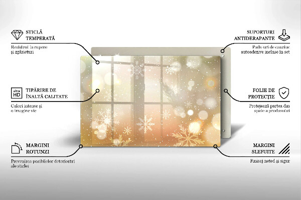 Kuchynská doska zo skla Snehové vločky