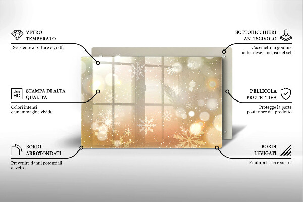 Kuchynská doska zo skla Snehové vločky