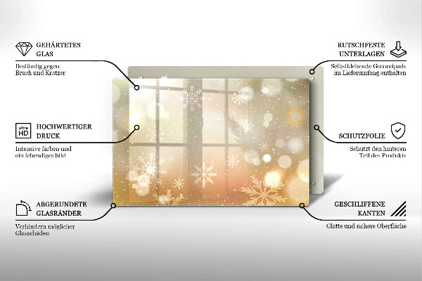 Kuchynská doska zo skla Snehové vločky
