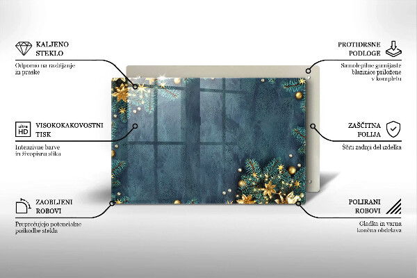 Kuchynská doska zo skla vianočné dekorácie