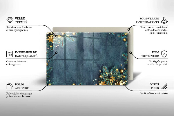 Kuchynská doska zo skla vianočné dekorácie