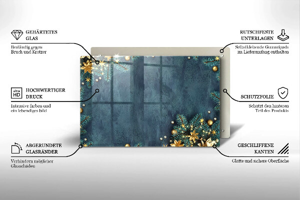 Kuchynská doska zo skla vianočné dekorácie