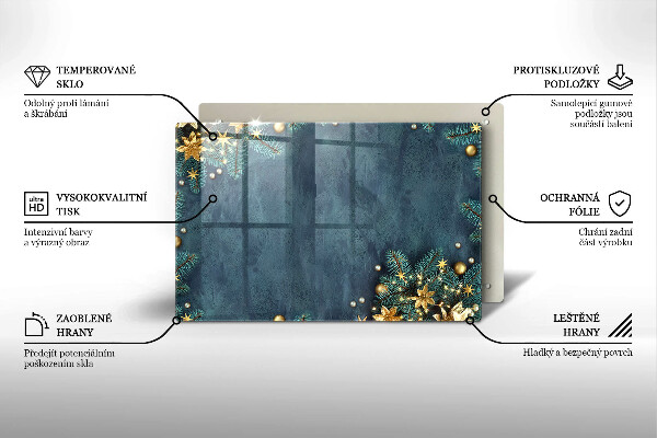 Kuchynská doska zo skla vianočné dekorácie