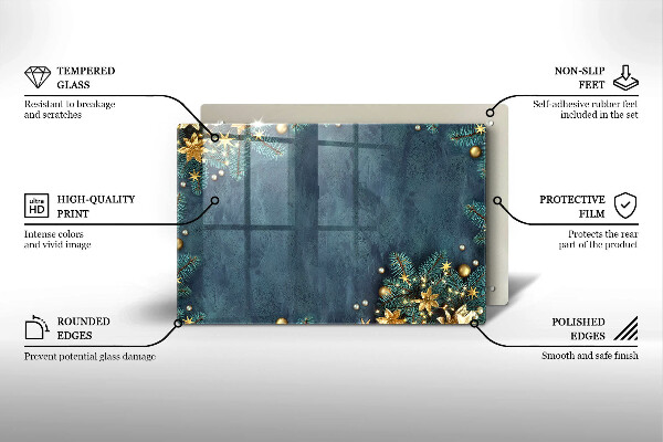 Kuchynská doska zo skla vianočné dekorácie