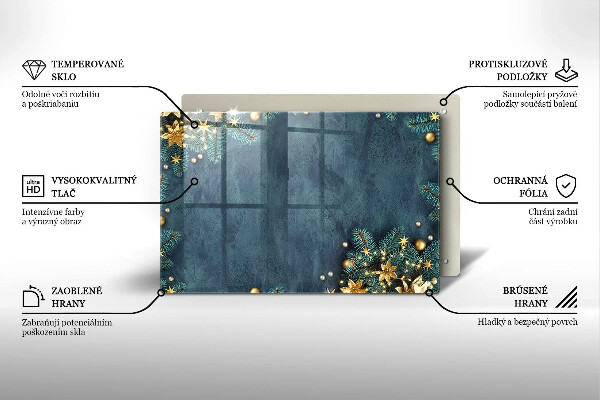 Kuchynská doska zo skla vianočné dekorácie