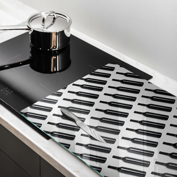 Kuchynská doska zo skla Čierne fľaše na víno