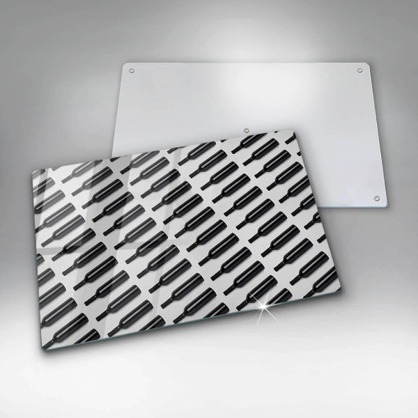 Kuchynská doska zo skla Čierne fľaše na víno