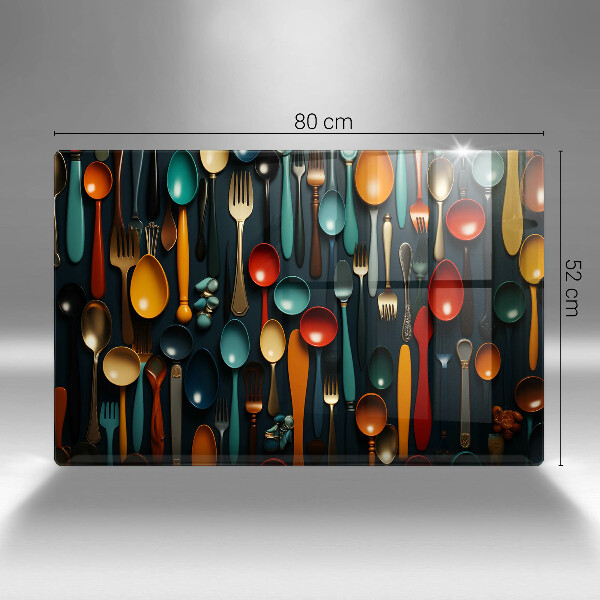 Kuchynská doska zo skla Farebné lyžice a vidličky