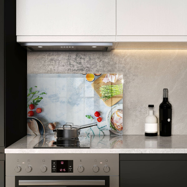 Kuchynská doska zo skla Ingrediencie v kuchyni