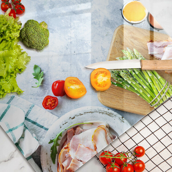 Kuchynská doska zo skla Ingrediencie v kuchyni