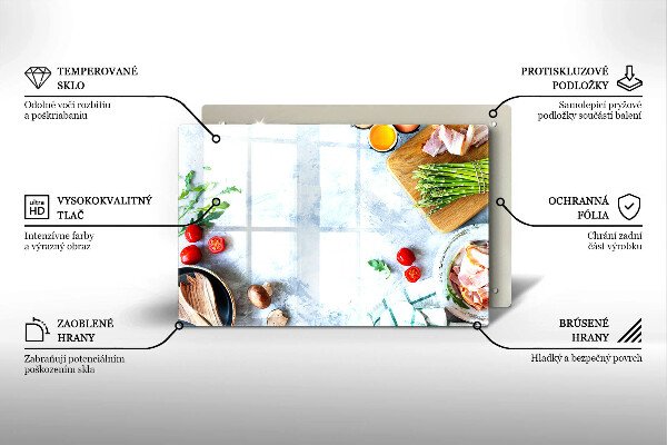 Kuchynská doska zo skla Ingrediencie v kuchyni