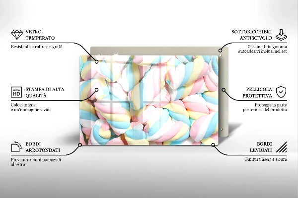 Kuchynská doska zo skla Farebné marshmallows