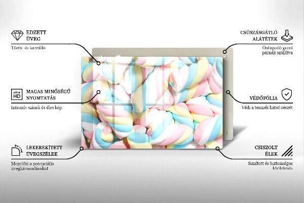 Kuchynská doska zo skla Farebné marshmallows
