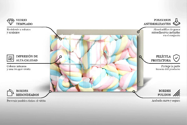 Kuchynská doska zo skla Farebné marshmallows