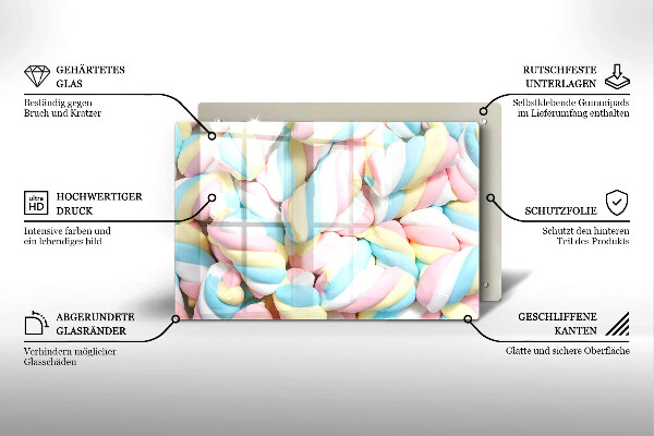 Kuchynská doska zo skla Farebné marshmallows