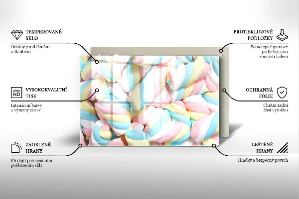 Kuchynská doska zo skla Farebné marshmallows