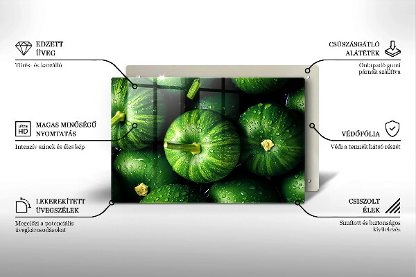 Kuchynská doska zo skla Zelené tekvice