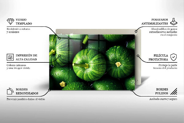 Kuchynská doska zo skla Zelené tekvice