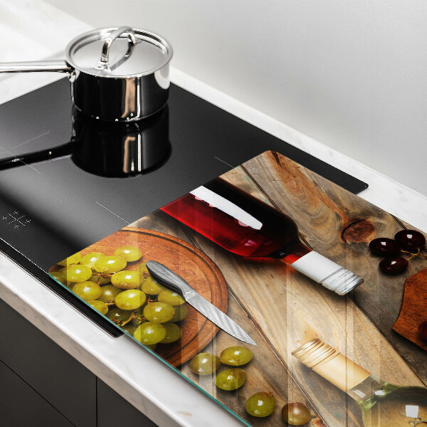 Kuchynská doska zo skla Fľaše na víno a hrozno