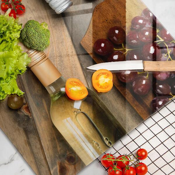 Kuchynská doska zo skla Fľaše na víno a hrozno