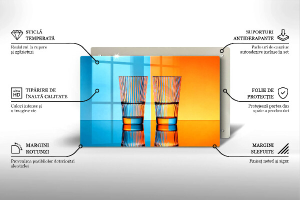 Kuchynská doska zo skla Dva poháre vody