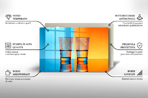 Kuchynská doska zo skla Dva poháre vody