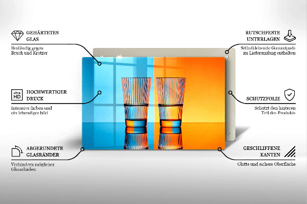 Kuchynská doska zo skla Dva poháre vody