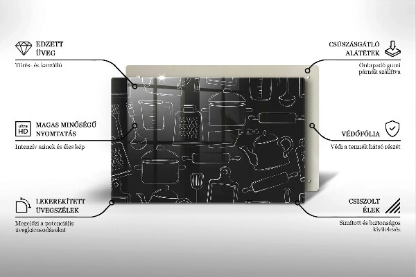 Kuchynská doska zo skla Kreslené kuchynské doplnky
