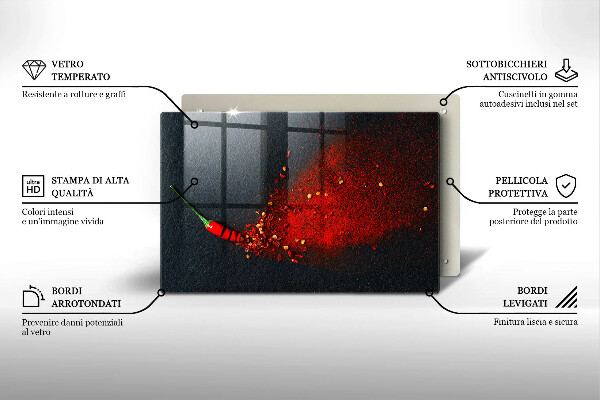 Kuchynská doska zo skla Čili paprička