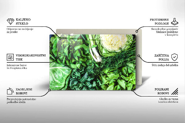 Kuchynská doska zo skla Zelená zelenina